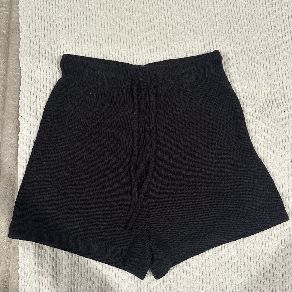 H&M High Waist Black Knit Shorts
